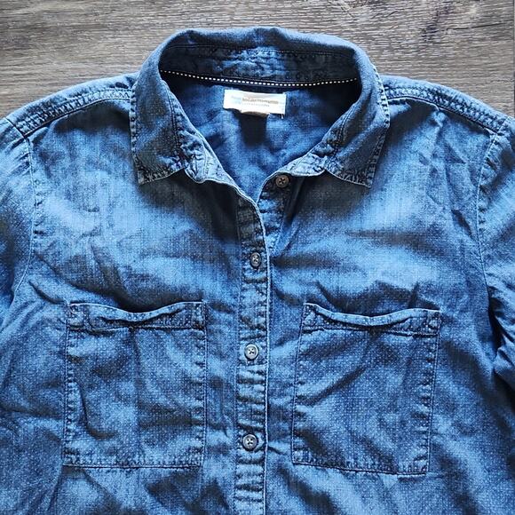 PILCRO AND THE LETTERPRESS ANTHRO Split Hem Denim Shirt S - Picture 5 of 12